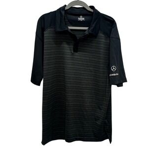 Mercedes-Benz Golf Polo Shirt Striped Logo Short Sleeve Athletic Black Size L
